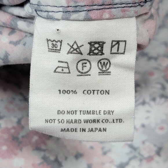tss Shirt Mens Large Floral Print Pink Red Blue Button Down Made in Japan Cotton - Picture 9 of 10